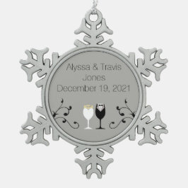 Jungvermählten-Verzierung Schneeflocken Zinn-Ornament