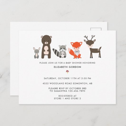 Jungwaldtiere neutrale Niedlich I Postkarte (Vorne/Hinten)