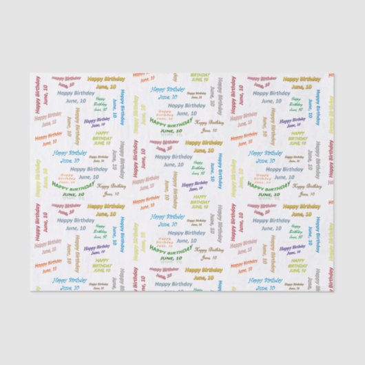 Juni, 10 Geburtstags-Gewebepapier Seidenpapier (Vorderseite)