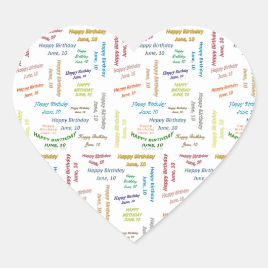 Juni, 10 Geburtstagsaufkleber Herz-Aufkleber (Vorderseite)