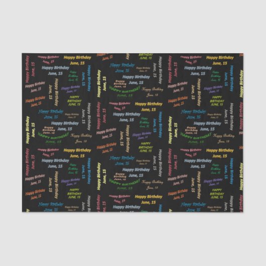 Juni, 15 Geburtstags-Gewebepapier Seidenpapier (Vorderseite)