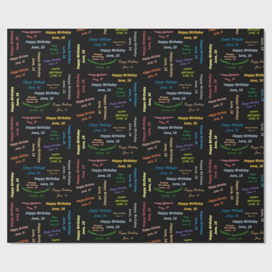Juni, 16 Geburtstag Geschenkpapier (Flach)