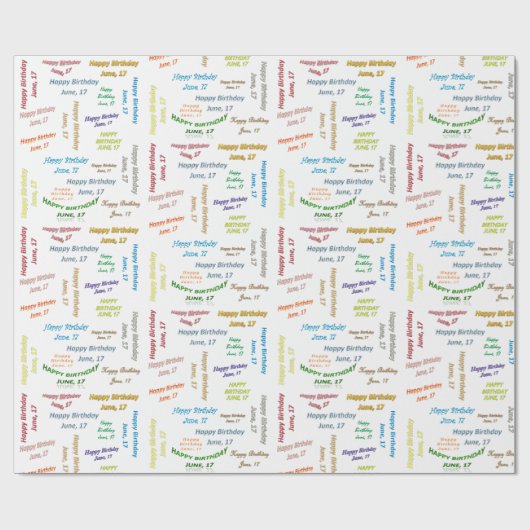 Juni, 17 Geburtstag Geschenkpapier (Flach)
