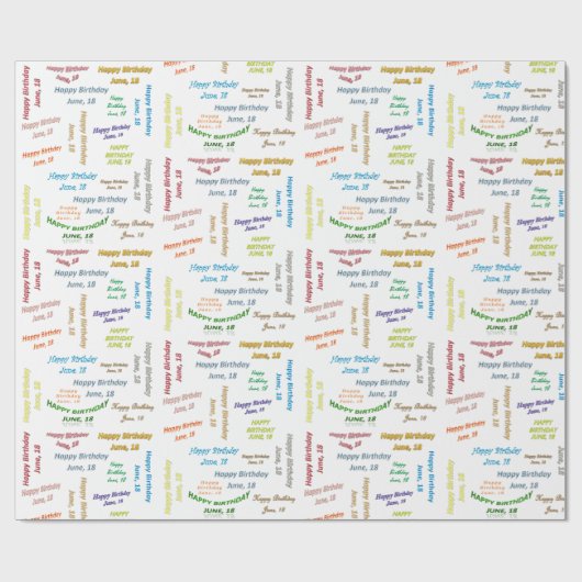 Juni, 18 Geburtstag Geschenkpapier (Flach)