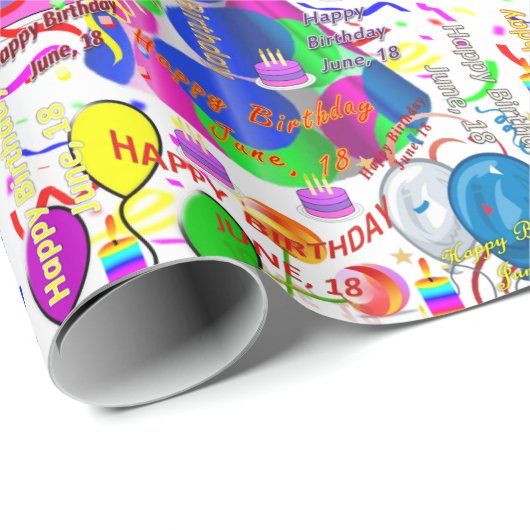 Juni, 18 Geburtstag Geschenkpapier (Rolleneckpunkt)
