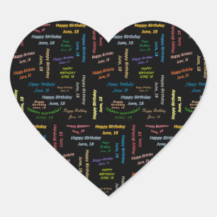 Juni, 18 Geburtstagsticker Herz-Aufkleber