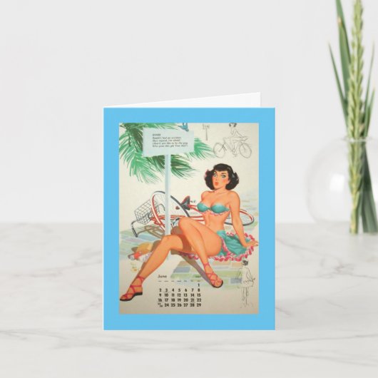Juni 1957, Vintag Pinup Geburtstag Karte (Vorderseite)