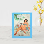 Juni 1957, Vintag Pinup Geburtstag Karte (Gelbe Blume)
