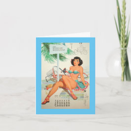 Juni 1957, Vintag Pinup Geburtstag Karte