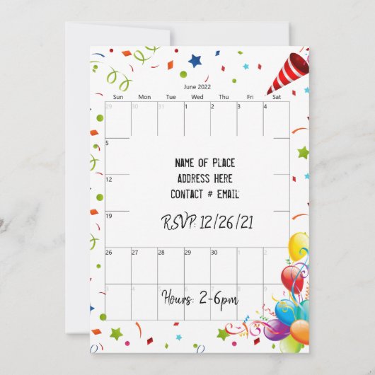 Juni 2022 Terminkalender Glückwunsch Einladung zum (Rückseite)