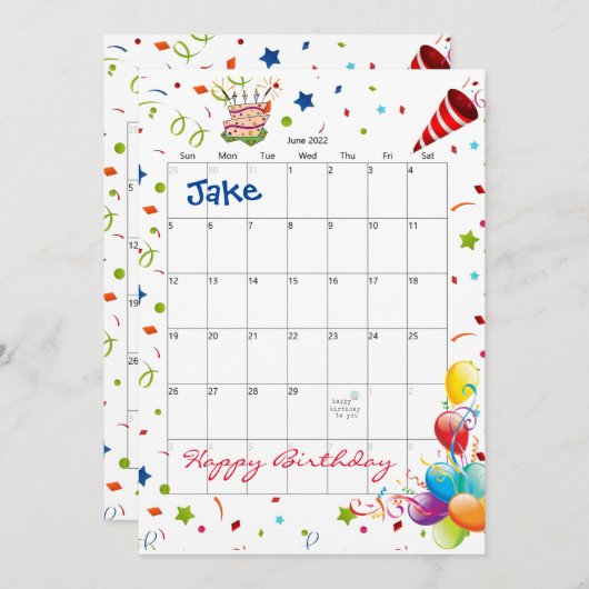 Juni 2022 Terminkalender Glückwunsch Einladung zum (Vorne/Hinten)