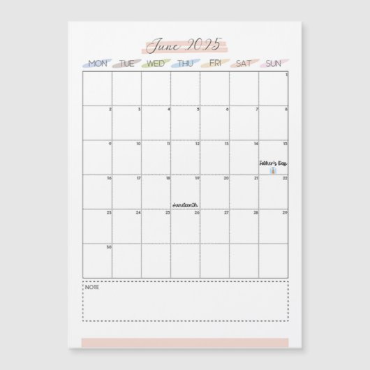 Juni 2025 Magnetkalender Magnetkarte (Vorderseite)