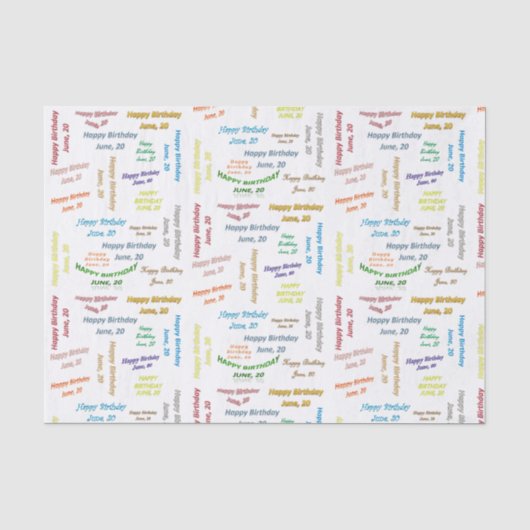 Juni, 20 Geburtstags-Gewehrpapier Seidenpapier (Vorderseite)