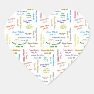 Juni, 22 Geburtstagsticker Herz-Aufkleber