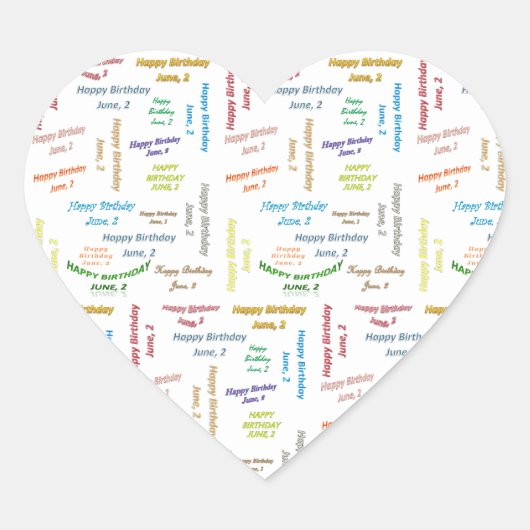 Juni, 2 Geburtstagsticker Herz-Aufkleber (Vorderseite)