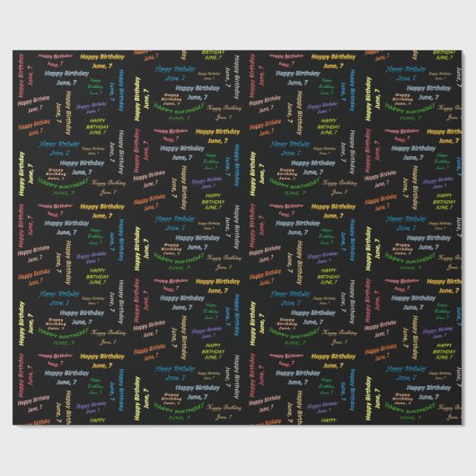Juni, 7 Geburtstag Geschenkpapier (Flach)