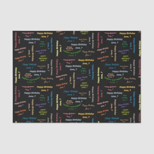 Juni, 7 Geburtstags-Tissue Paper Seidenpapier (Vorderseite)