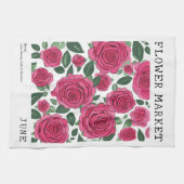Juni Blume Markt Rosa Rose Blumendruck Geschirrtuch (Horizontal)