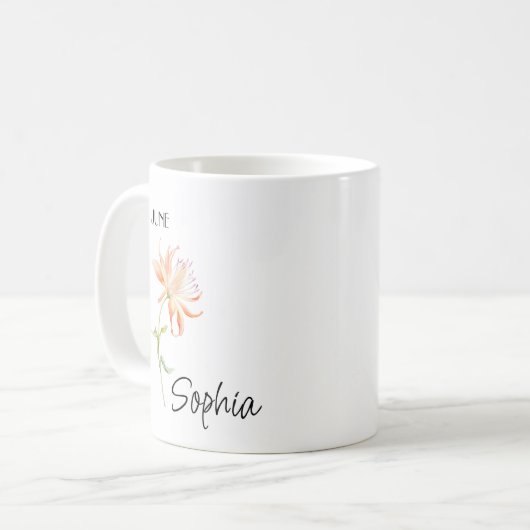 Juni Blume Personalisiert, Kaffeetasse (Vorderseite Links)