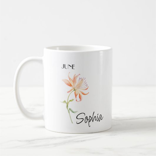 Juni Blume Personalisiert, Kaffeetasse (Links)