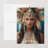 *~ JUNI FRAU GEBURTSTAG PERLEN AP53 Boho Postkarte (Vorne/Hinten)