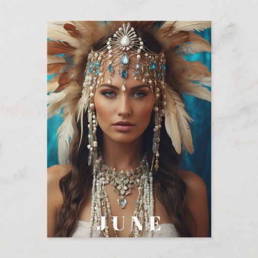 *~ JUNI FRAU GEBURTSTAG PERLEN AP53 Boho Postkarte (Vorderseite)