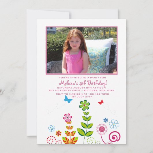 Juni Garden Foto Einladung (Vorderseite)