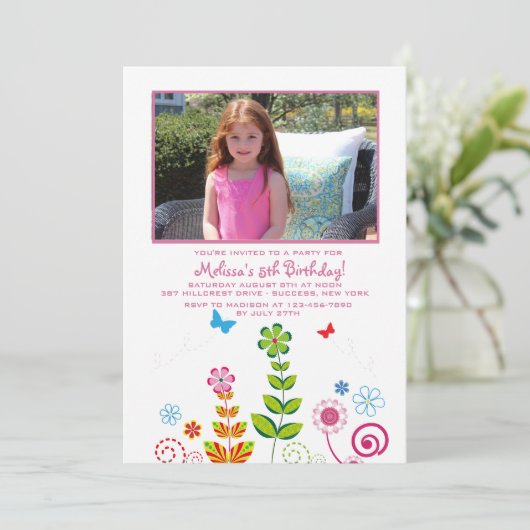 Juni Garden Foto Einladung (Stehend Vorderseite)