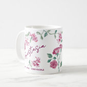 Juni-Geburtsblume Individueller Name Rose Geißblat Kaffeetasse (Vorderseite Links)