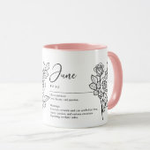Juni Geburtsmonat Blume Rose Minimalistisch Tasse (VorderseiteRechts)