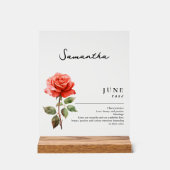 Juni Geburtsmonat Blume Rose Personalisiert Acrylschild (Vorderseite)