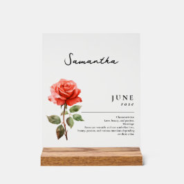 Juni Geburtsmonat Blume Rose Personalisiert Acrylschild