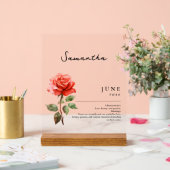 Juni Geburtsmonat Blume Rose Personalisiert Acrylschild (Hochzeit)