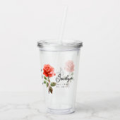 Juni Geburtsmonat Blume Rose Personalisiert Acryltrinkbecher (Rückseite)