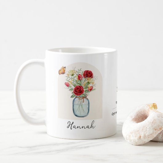 Juni-Geburtsmonats-Blumen-Tasse Kaffeetasse (Mit Donut)