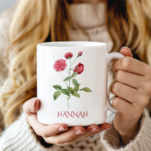 Juni-Geburtsmonatsblume rosa rote Rosen Kaffeetasse