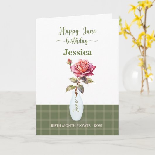 Juni Geburtstag Monat Blume Rose Karte (Gelbe Blume)