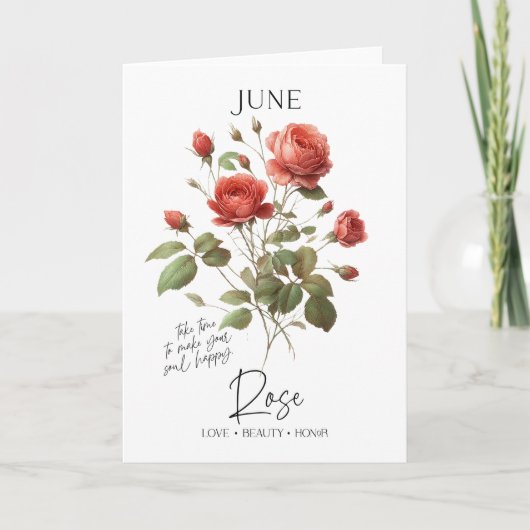 Juni Geburtstag Monat Blume Rose Karte (Vorderseite)