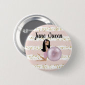 Juni Geburtstagskarte Juni Königin Button (Vorne & Hinten)