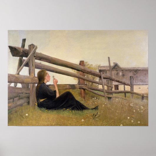 Juni. Girl Blowd Dandelion Seeds, 1899 Poster (Vorne)