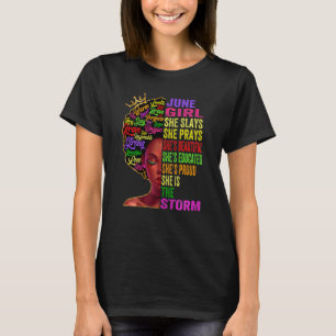 Juni Girl She Slays & Prays Juni Geburtstag T-Shirt
