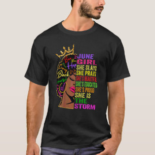 Juni Girl She Slays & Prays Juni Geburtstag T-Shirt