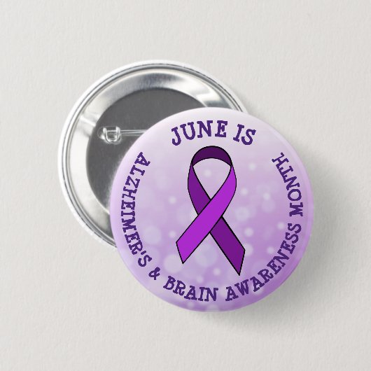 Juni ist Alzheimer & Brain Awareness Month Button (Vorne & Hinten)
