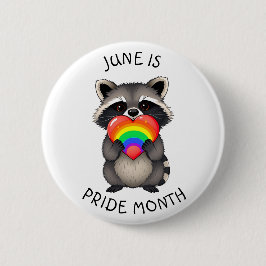 Juni ist der Pride Month | Niedliches Racoon mit R Button
