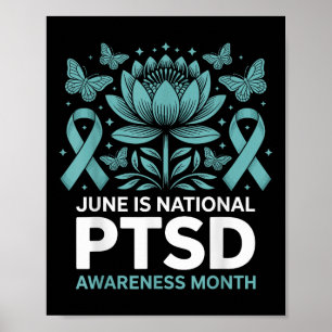 Juni ist nationaler PTSD-Aufklärungsmonat Teal Rib Poster