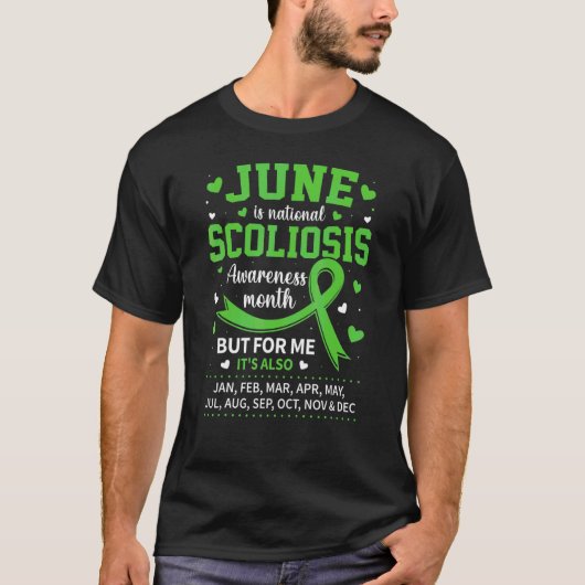 Juni ist Skoliose-Bewusstsein Monat Green Ribbon S T-Shirt (Vorderseite)