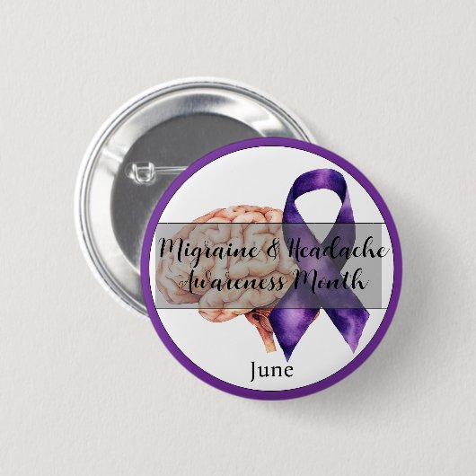 Juni Migräne & Kopfschmerzen Button (Vorne & Hinten)
