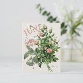 Juni-Monatsblumen Geißblatt Rose Beige Postkarte (Stehend Vorderseite)