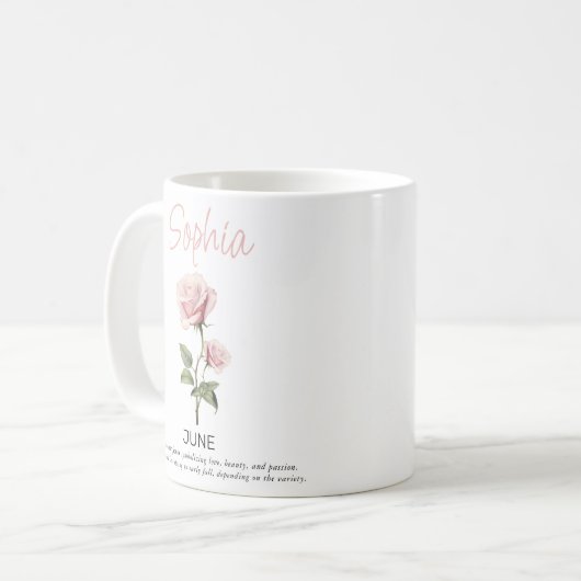 Juni Personalisierte Blume der Geburt Kaffeetasse (Vorderseite Links)
