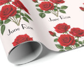 Juni-Rosen-Blumen Geschenkpapier (Rolleneckpunkt)